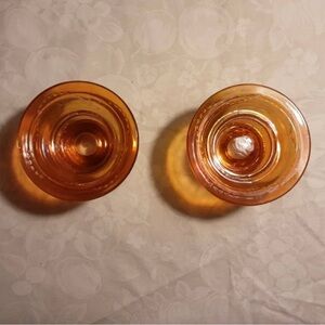 Marigold Carnival Glass Candle Holders